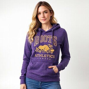 Roots Women’s Athletics Purple Lightweight Embroidered Hoodie | Size Small